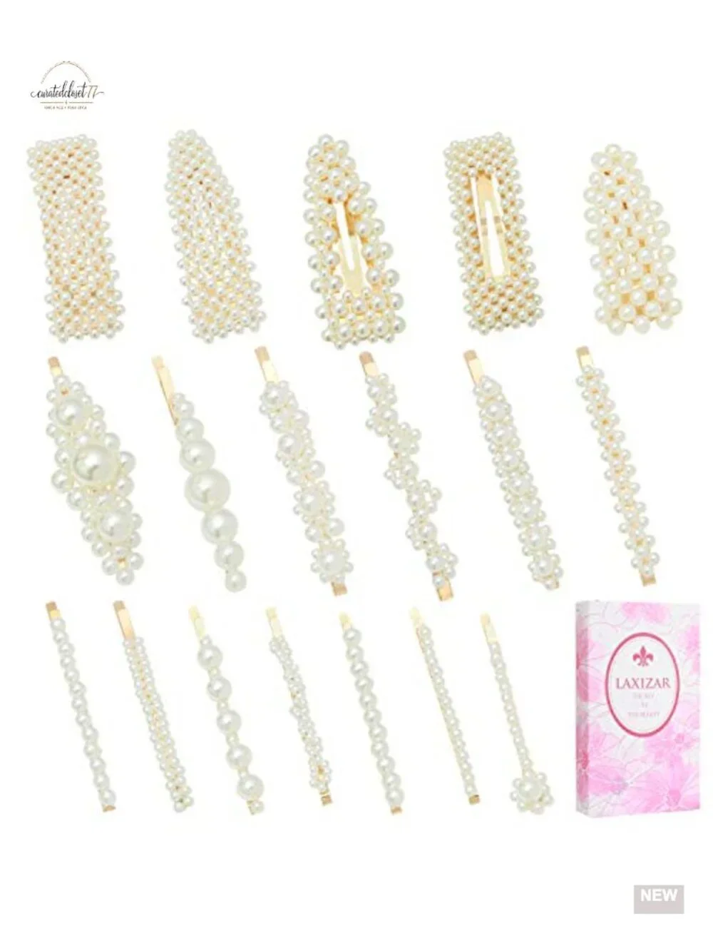 18 Pcs Pearl Hair Clips Large Barrette Fashion Clips for Women